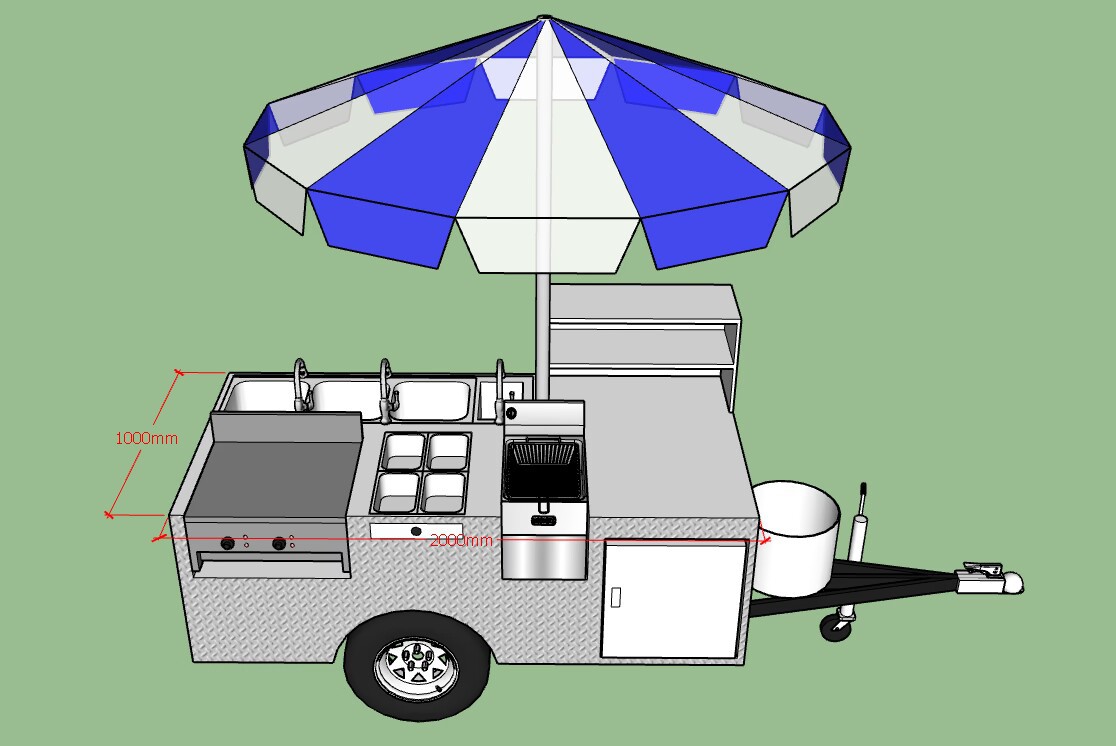 hot dog cart with refrigerator design