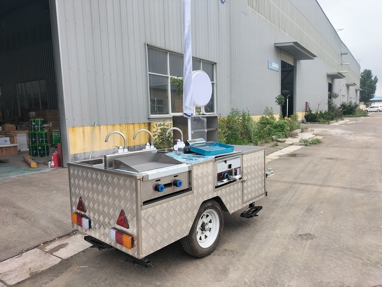 stainless steel hot dog cart with refrigerator